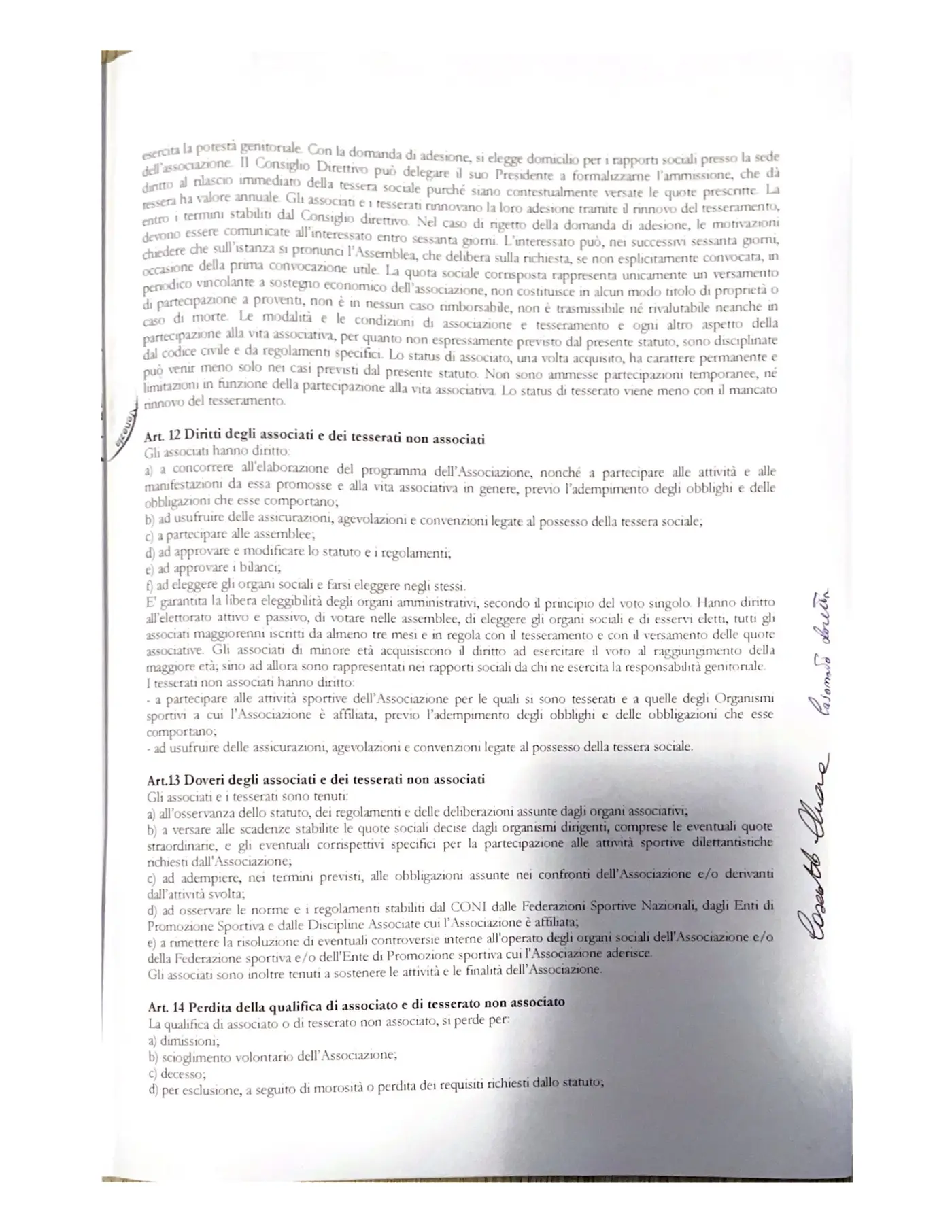 Statuto Fly Gym, pagina 6: articoli 11-14