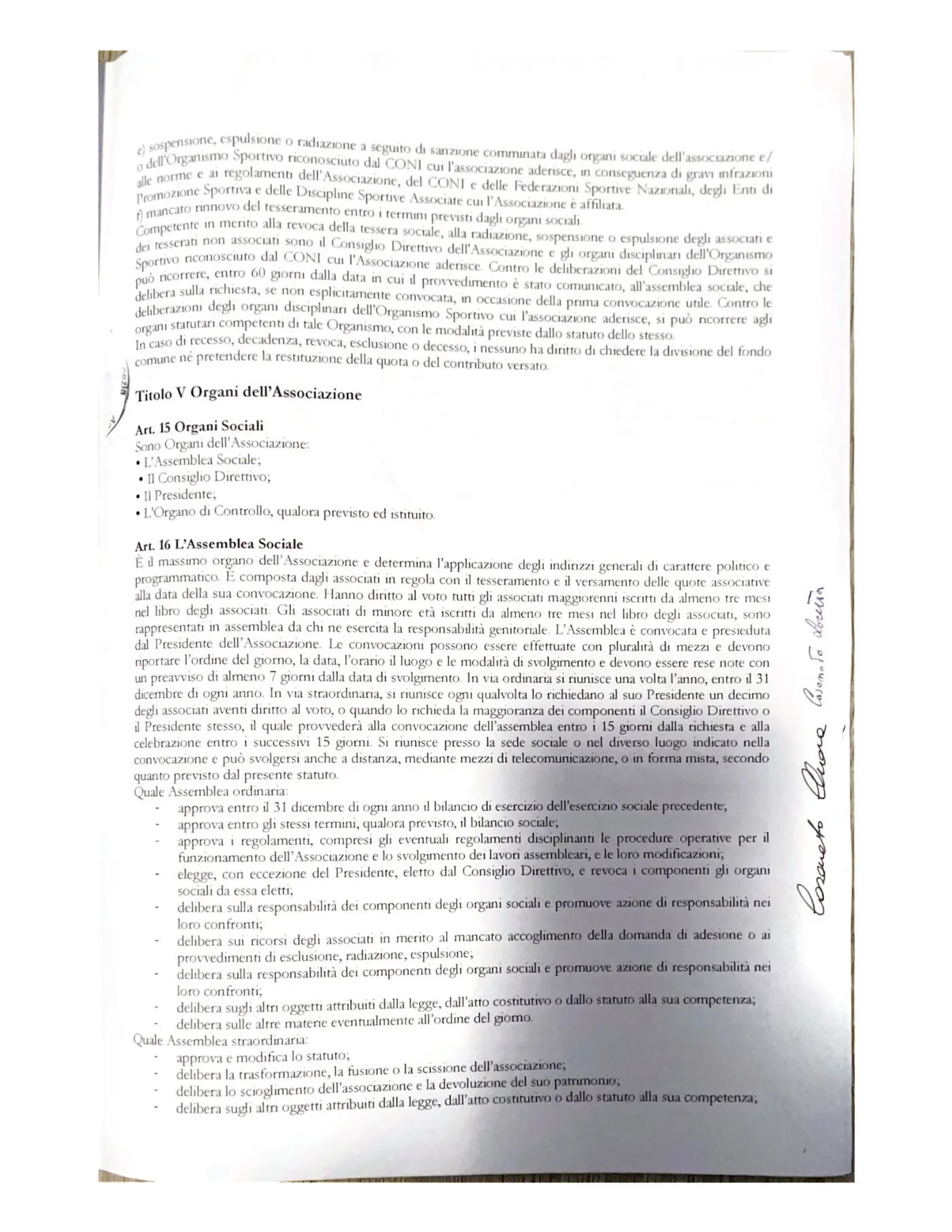 Statuto Fly Gym, pagina 7: articoli 14-16