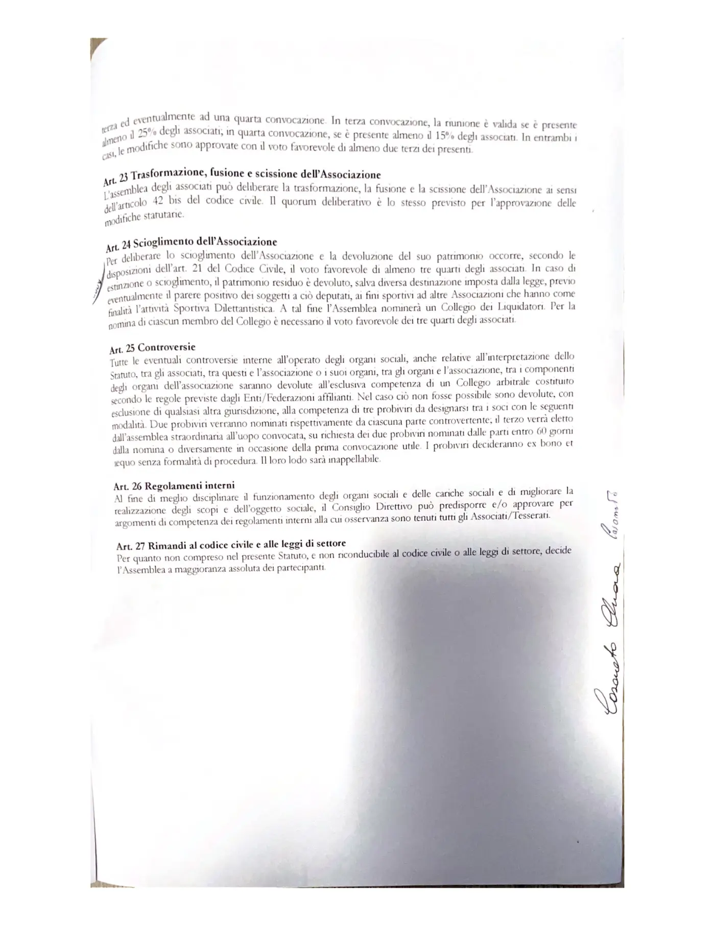 Statuto Fly Gym, pagina 10: articoli 22-27