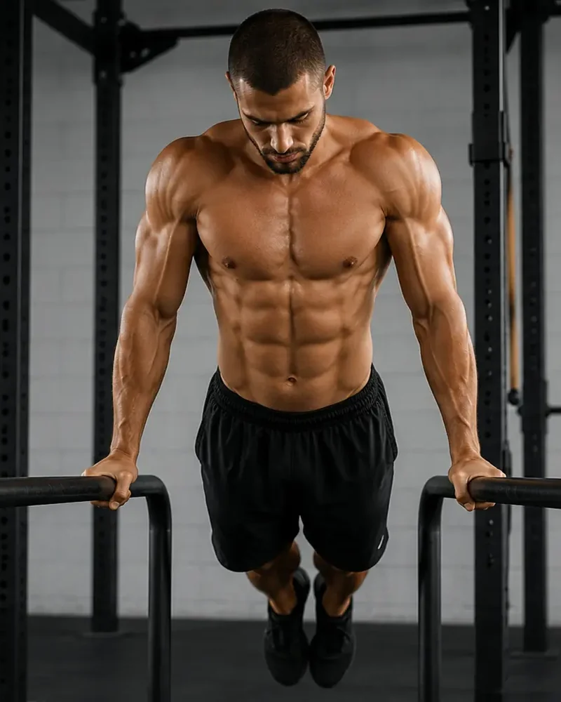 Atleta Fly Gym durante un esercizio di calisthenics
