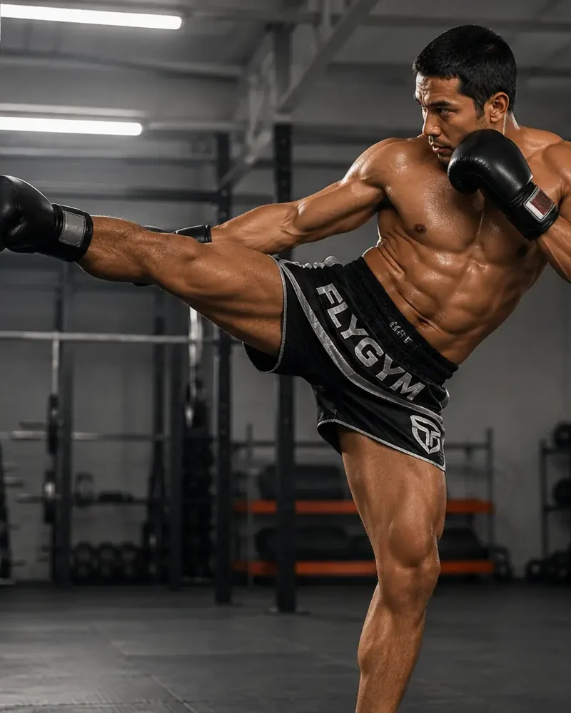 Atleta Fly Gym durante un allenamento di kickboxing
